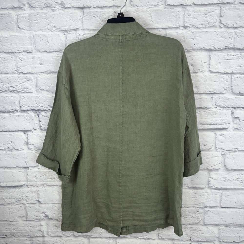 Tahari Women's 100% Linen Casual 3/4 Sleeve Lagenlook Tunic Blouse Size Medium - Picture 5 of 6